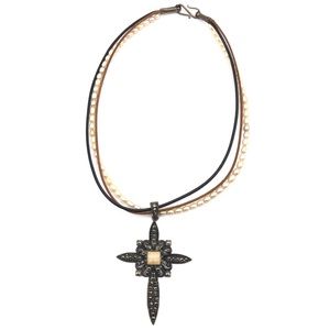 Three strand cross necklace